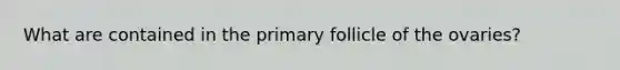 What are contained in the primary follicle of the ovaries?