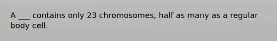 A ___ contains only 23 chromosomes, half as many as a regular body cell.