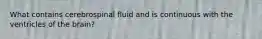 What contains cerebrospinal fluid and is continuous with the ventricles of the brain?