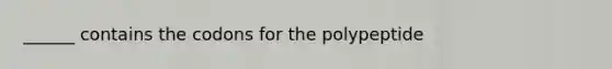 ______ contains the codons for the polypeptide