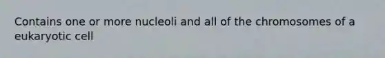 Contains one or more nucleoli and all of the chromosomes of a eukaryotic cell