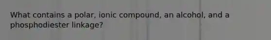 What contains a polar, ionic compound, an alcohol, and a phosphodiester linkage?