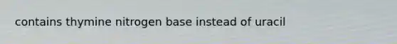 contains thymine nitrogen base instead of uracil