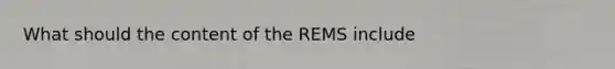 What should the content of the REMS include