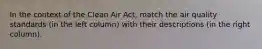 In the context of the Clean Air Act, match the air quality standards (in the left column) with their descriptions (in the right column).