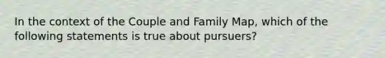 In the context of the Couple and Family Map, which of the following statements is true about pursuers?