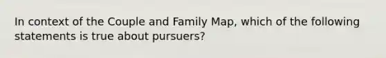 In context of the Couple and Family Map, which of the following statements is true about pursuers?