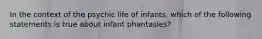 In the context of the psychic life of infants, which of the following statements is true about infant phantasies?