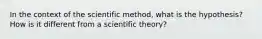 In the context of the scientific method, what is the hypothesis? How is it different from a scientific theory?