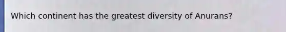 Which continent has the greatest diversity of Anurans?