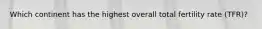 Which continent has the highest overall total fertility rate (TFR)?