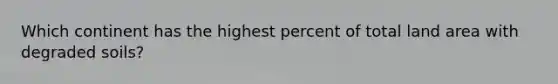 Which continent has the highest percent of total land area with degraded soils?