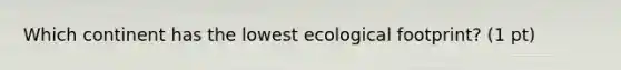 Which continent has the lowest ecological footprint? (1 pt)