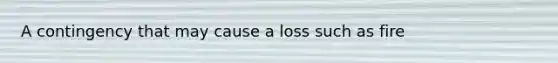 A contingency that may cause a loss such as fire