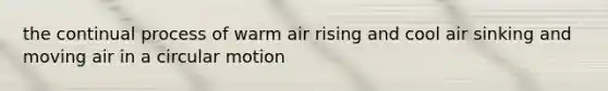 the continual process of warm air rising and cool air sinking and moving air in a circular motion