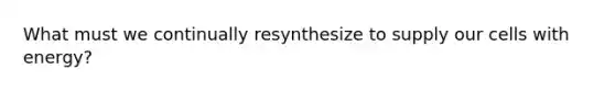 What must we continually resynthesize to supply our cells with energy?