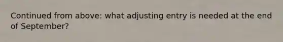 Continued from above: what adjusting entry is needed at the end of September?