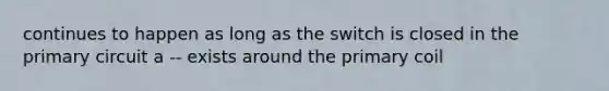 continues to happen as long as the switch is closed in the primary circuit a -- exists around the primary coil