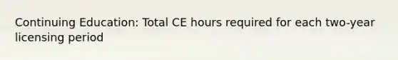 Continuing Education: Total CE hours required for each two-year licensing period