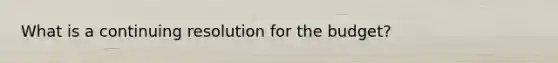 What is a continuing resolution for the budget?