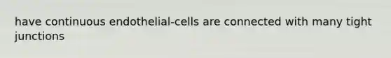 have continuous endothelial-cells are connected with many tight junctions