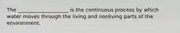 The ____________________ is the continuous process by which water moves through the living and nonliving parts of the environment.