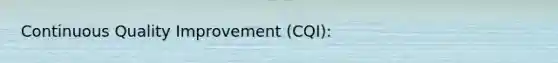 Continuous Quality Improvement (CQI):