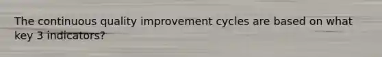 The continuous quality improvement cycles are based on what key 3 indicators?