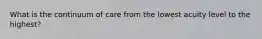 What is the continuum of care from the lowest acuity level to the highest?