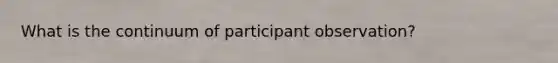 What is the continuum of participant observation?