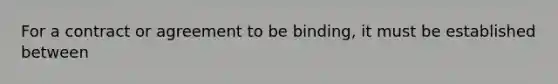 For a contract or agreement to be binding, it must be established between