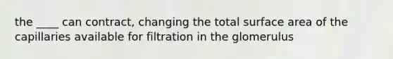 the ____ can contract, changing the total surface area of the capillaries available for filtration in the glomerulus