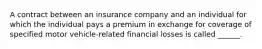 A contract between an insurance company and an individual for which the individual pays a premium in exchange for coverage of specified motor vehicle-related financial losses is called ______.