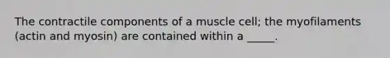 The contractile components of a muscle cell; the myofilaments (actin and myosin) are contained within a _____.