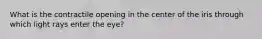 What is the contractile opening in the center of the iris through which light rays enter the eye?