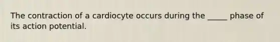 The contraction of a cardiocyte occurs during the _____ phase of its action potential.