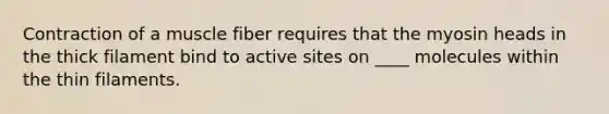 Contraction of a muscle fiber requires that the myosin heads in the thick filament bind to active sites on ____ molecules within the thin filaments.