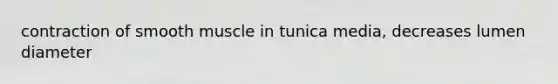 contraction of smooth muscle in tunica media, decreases lumen diameter