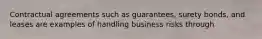 Contractual agreements such as guarantees, surety bonds, and leases are examples of handling business risks through