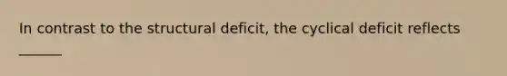 In contrast to the structural deficit, the cyclical deficit reflects ______