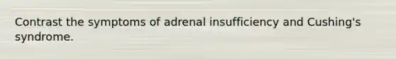 Contrast the symptoms of adrenal insufficiency and Cushing's syndrome.