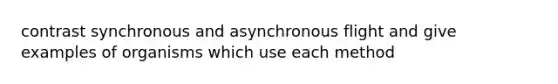 contrast synchronous and asynchronous flight and give examples of organisms which use each method