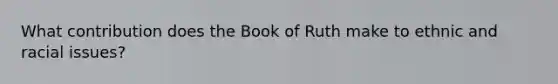 What contribution does the Book of Ruth make to ethnic and racial issues?