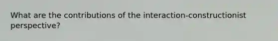 What are the contributions of the interaction-constructionist perspective?