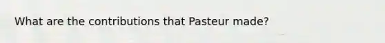 What are the contributions that Pasteur made?