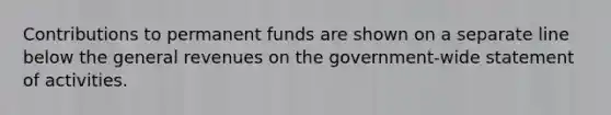 Contributions to permanent funds are shown on a separate line below the general revenues on the government-wide statement of activities.