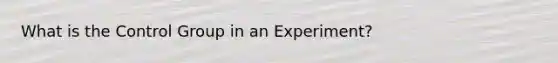 What is the Control Group in an Experiment?