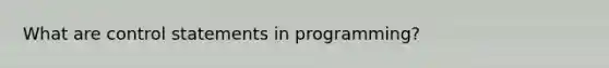 What are control statements in programming?