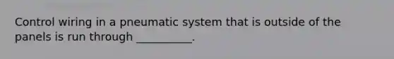 Control wiring in a pneumatic system that is outside of the panels is run through __________.