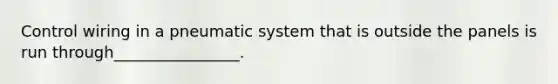 Control wiring in a pneumatic system that is outside the panels is run through________________.